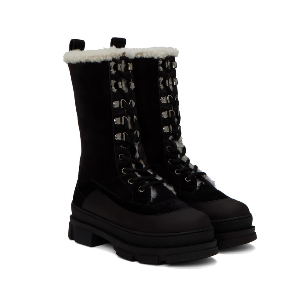 Jimmy Choo Black Aldea shearling-lined suede hiking boots